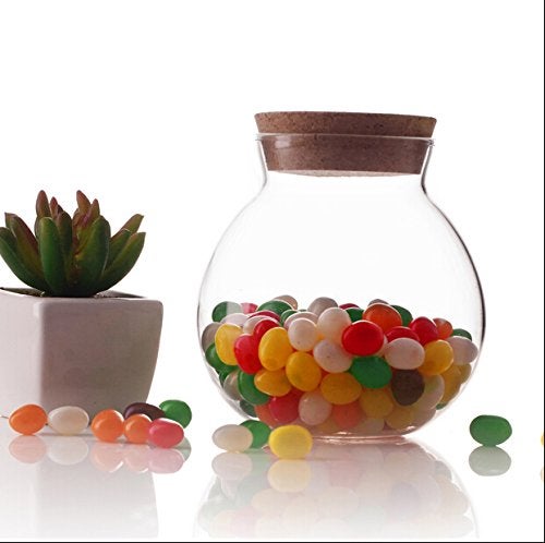 TOPWEL 500 Ml (17 Fl Oz) Round Clear Glass Favor Jar Storage Jar  with Cork Stopper - Image 4
